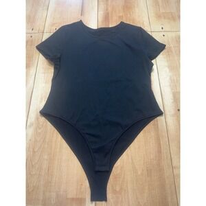 Seasty Curve Black Short Sleeve Thong Bodysuit Women's Size 2XL
